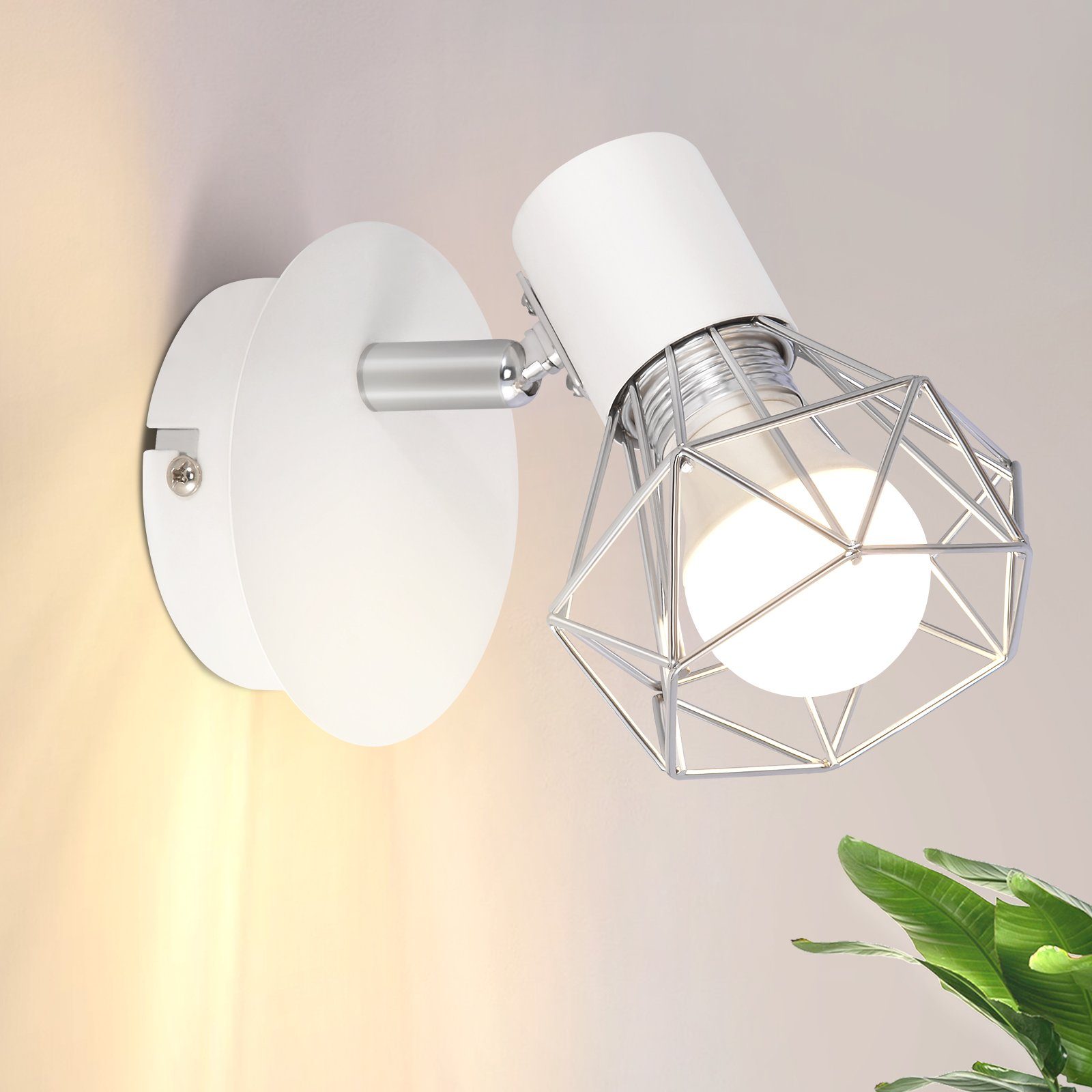 NETTLIFE Vintage valkoinen seinäkohdevalaisin E14 seinävalaisin säädettävä 350° retro metallinen