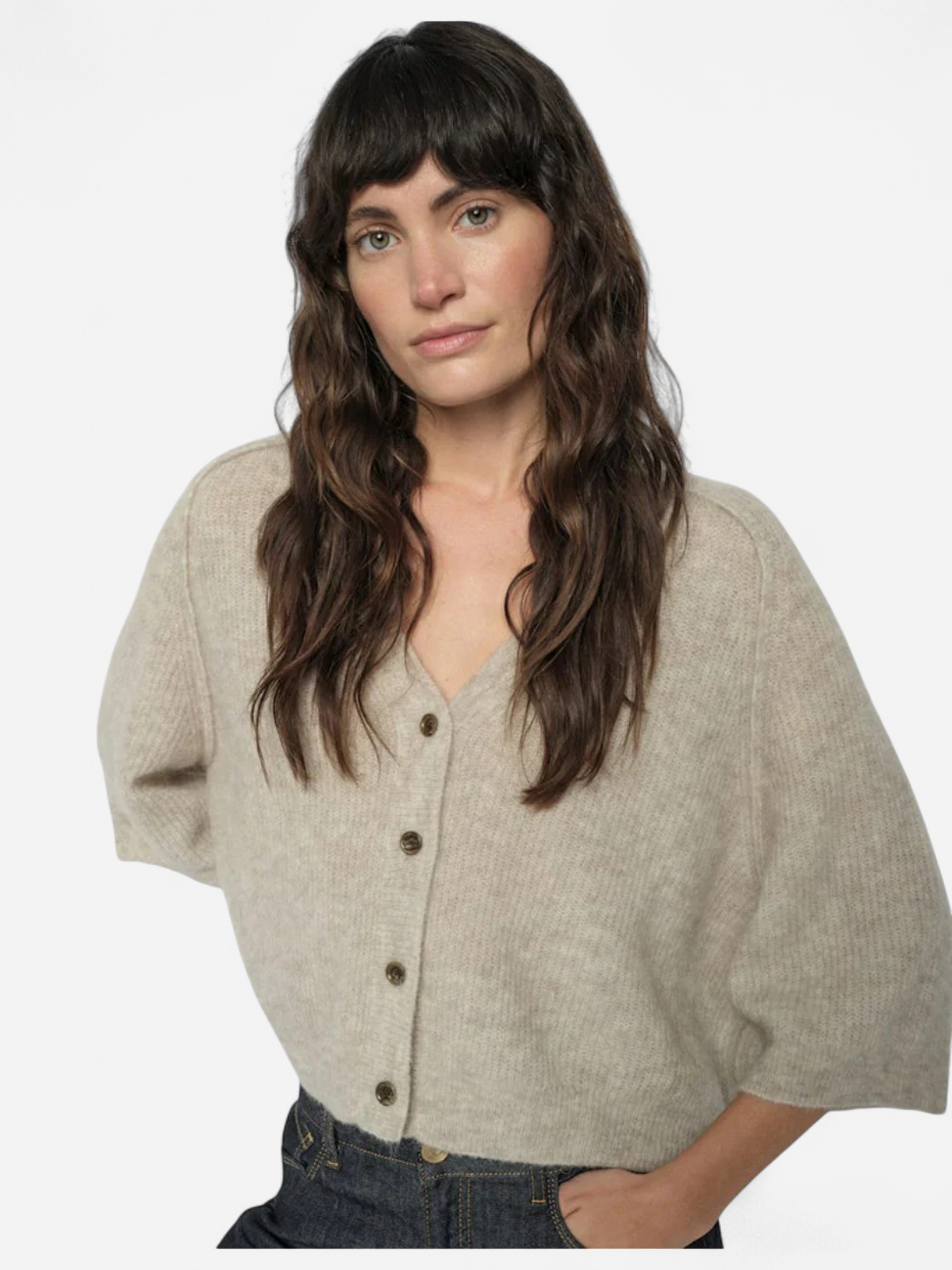 Mos Mosh Thora Lizet Knit Cardigan, vaalea beige