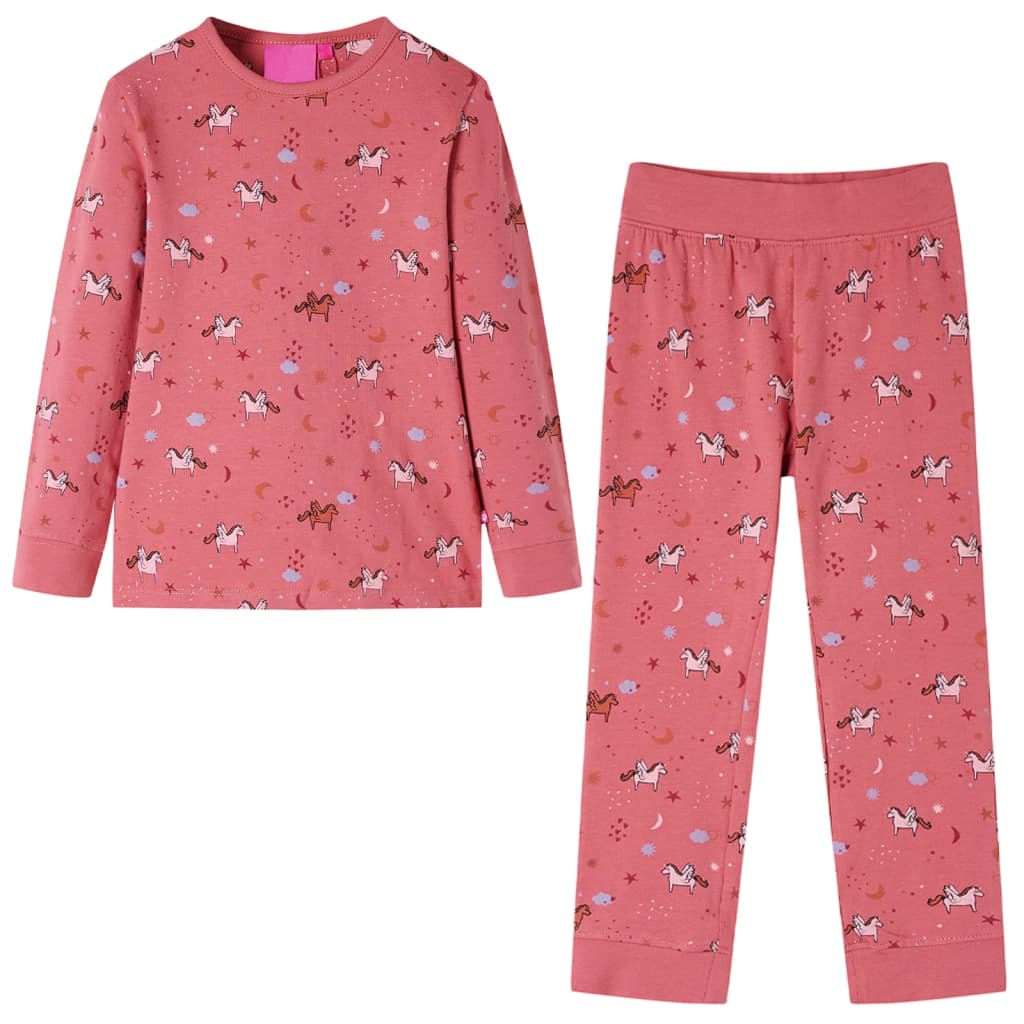 vidaXL pitkähihainen pyjama vanha pinkki 128