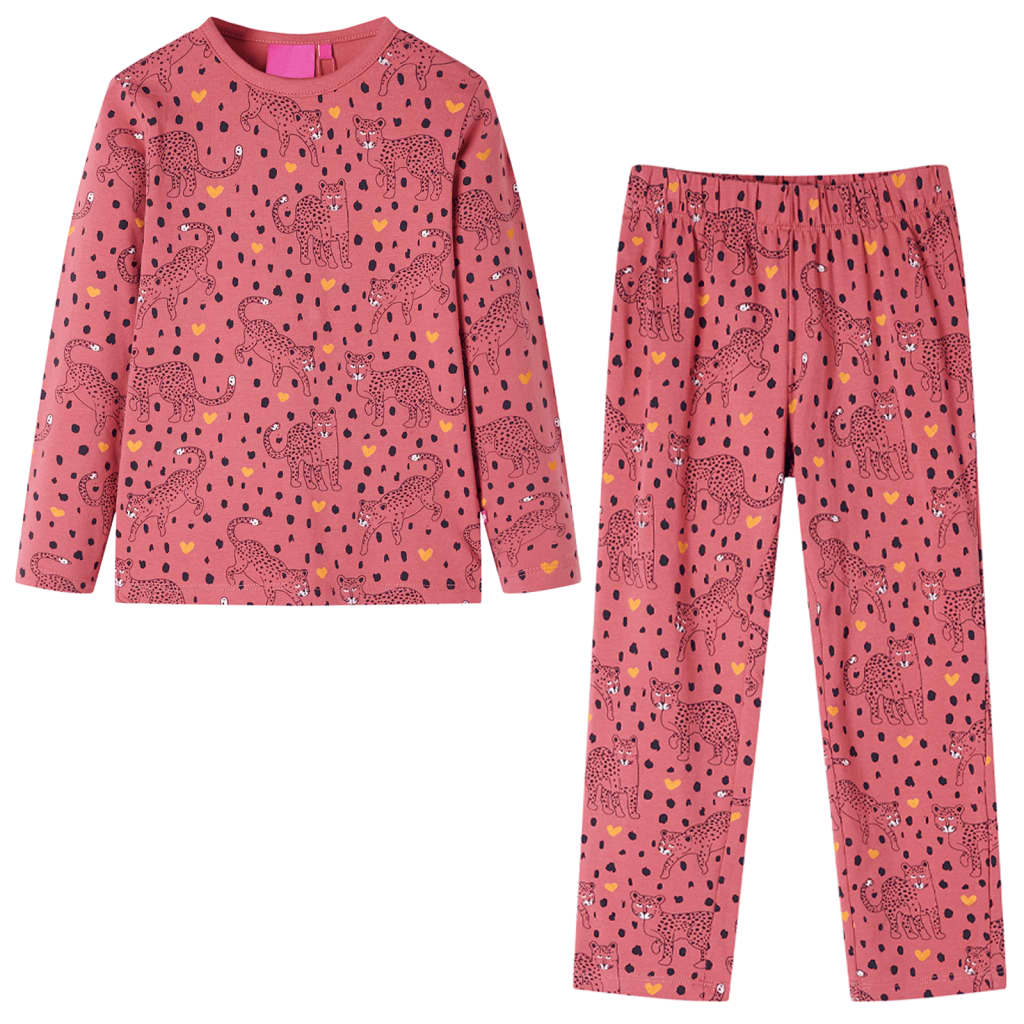 vidaXL pitkähihainen pyjama vanha pinkki 104